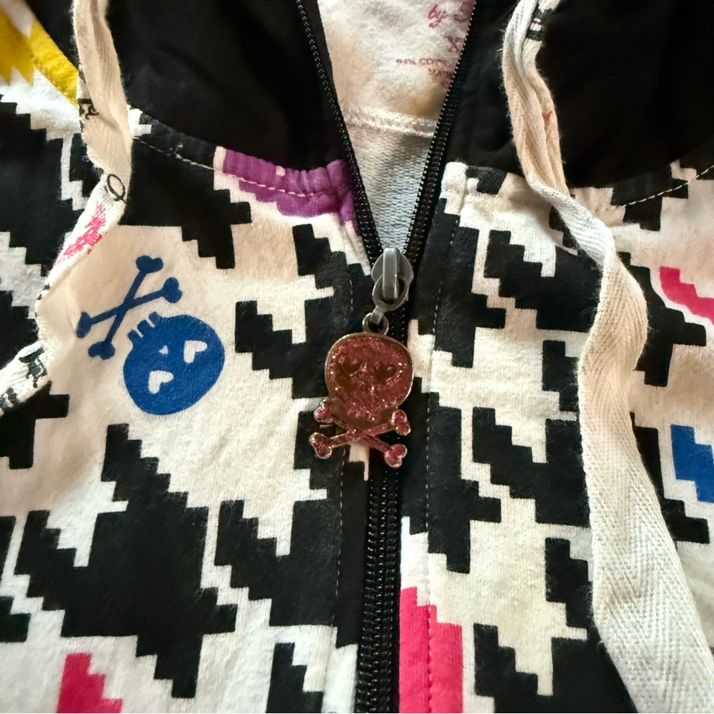 Abbey Dawn Skull Crossbones Sleeveless Hoodie XL Avril Lavigne Vtg Y2K - Picture 3 of 10